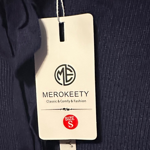 MEROKEETY Women's Open Front Tie Cardigan Long Sleeve Ribbed Knit Sweater - Picture 4 of 7